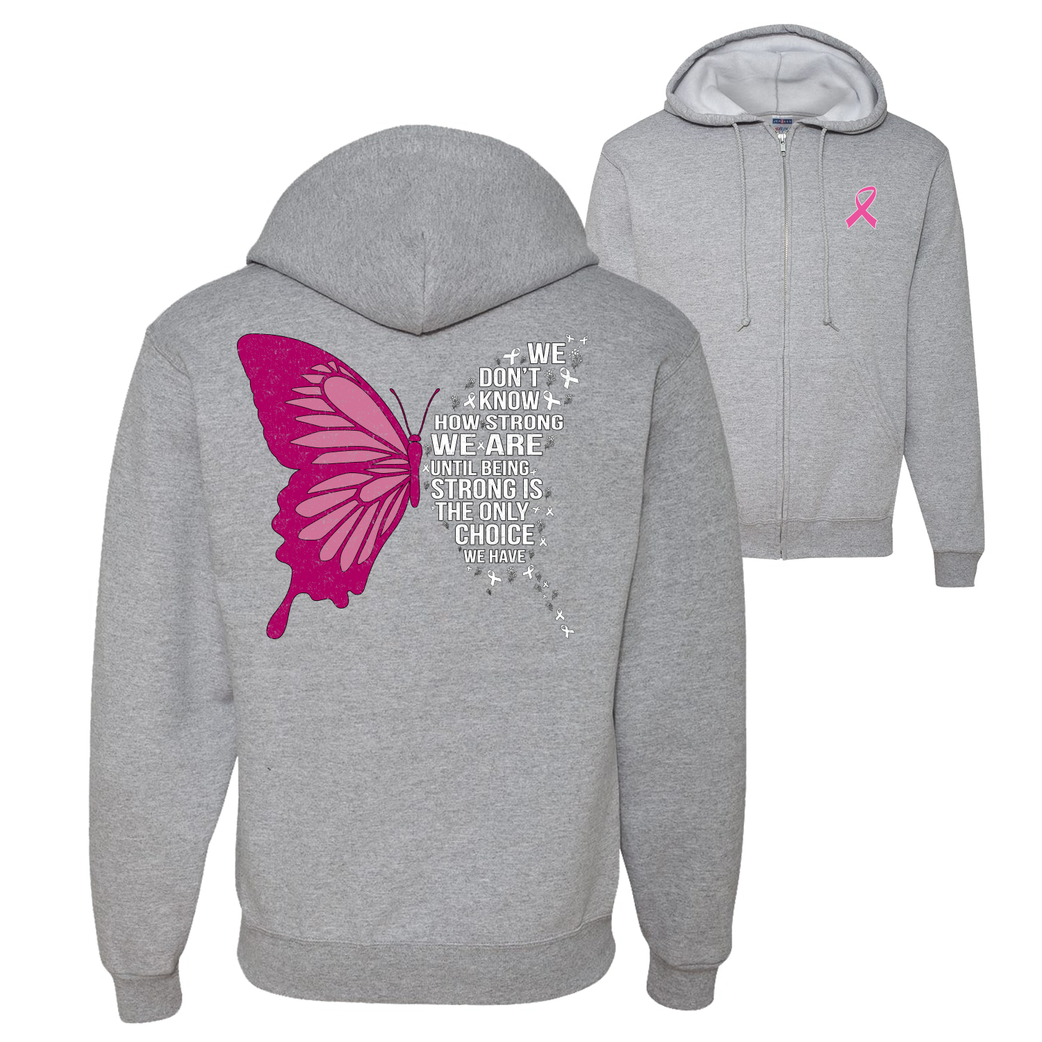 Being Strong Is The Only Option We Have Butterfly Zip Up Hoodie Sweatshirt - Picture 3 of 3