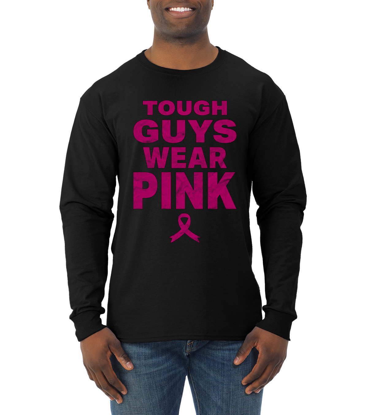 Hombres duros usan camisa rosa angustiada manga larga - Imagen 3 de 8
