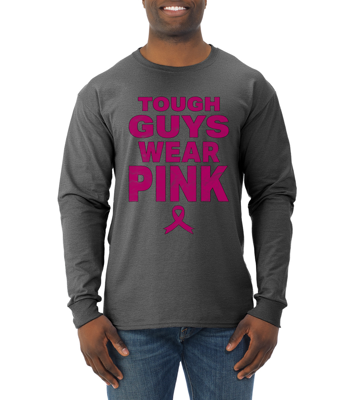 Hombres duros usan camisa rosa angustiada manga larga - Imagen 5 de 8