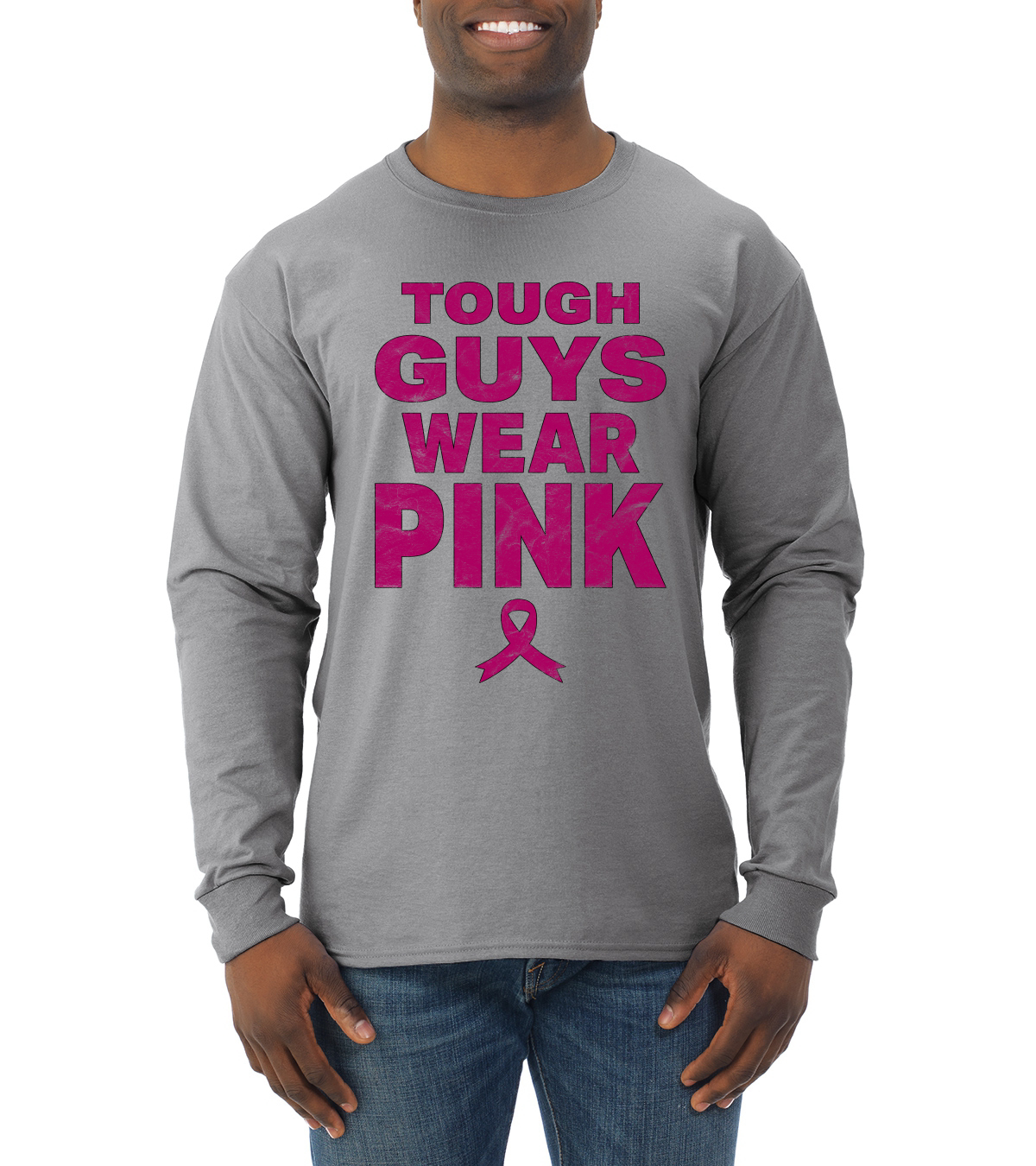 Hombres duros usan camisa rosa angustiada manga larga - Imagen 6 de 8