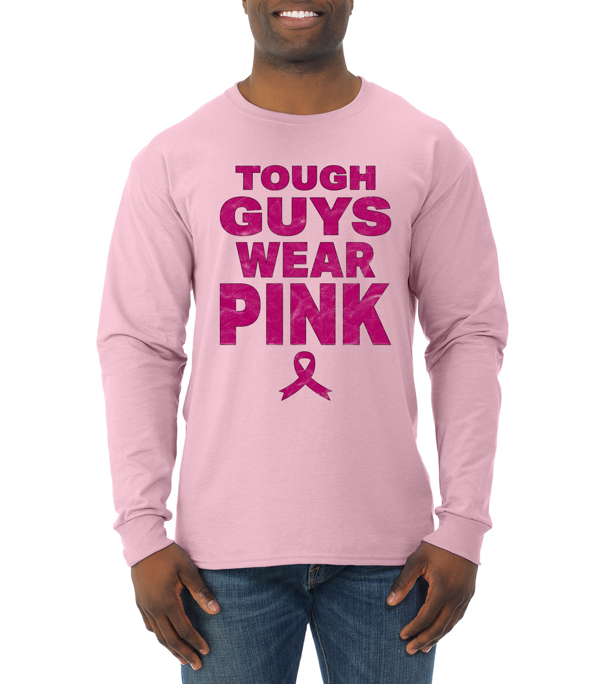 Hombres duros usan camisa rosa angustiada manga larga - Imagen 7 de 8