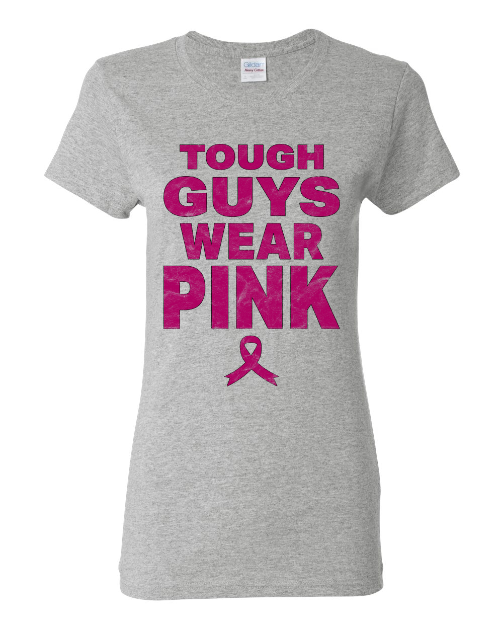 Tough Guys Wear Pink Distressed Women Graphic TShirt - Picture 6 of 8