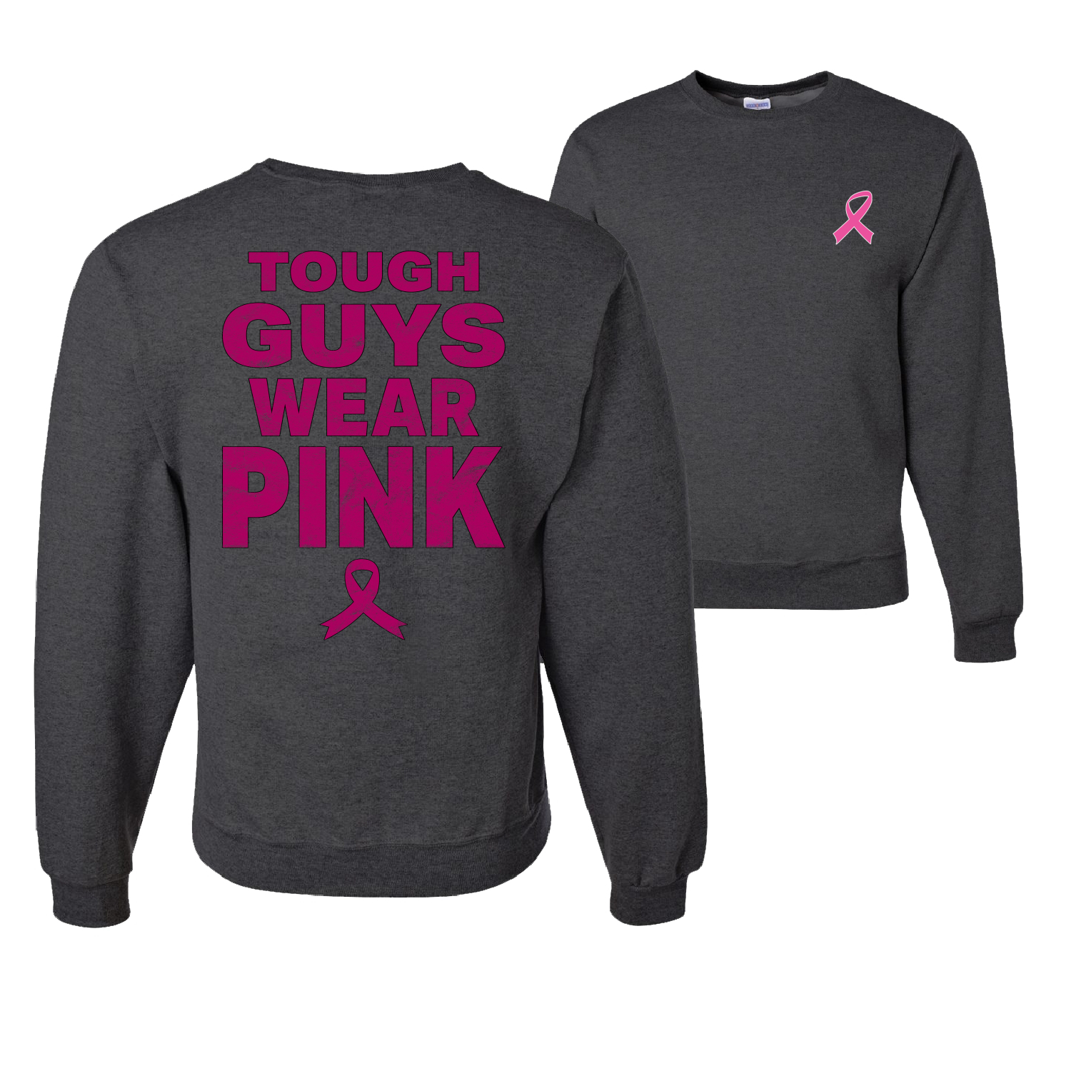 Tough Guys Wear rosa Distressed Unisex Rundhalsausschnitt grafisches Sweatshirt - Bild 4 von 8