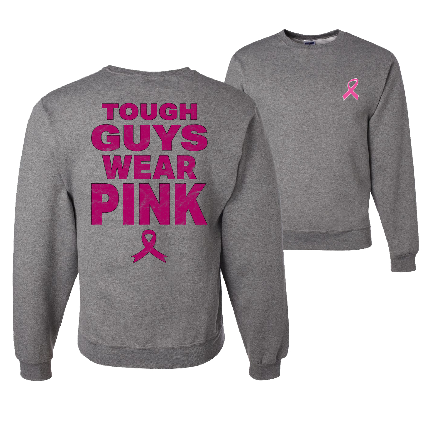Tough Guys Wear rosa Distressed Unisex Rundhalsausschnitt grafisches Sweatshirt - Bild 5 von 8