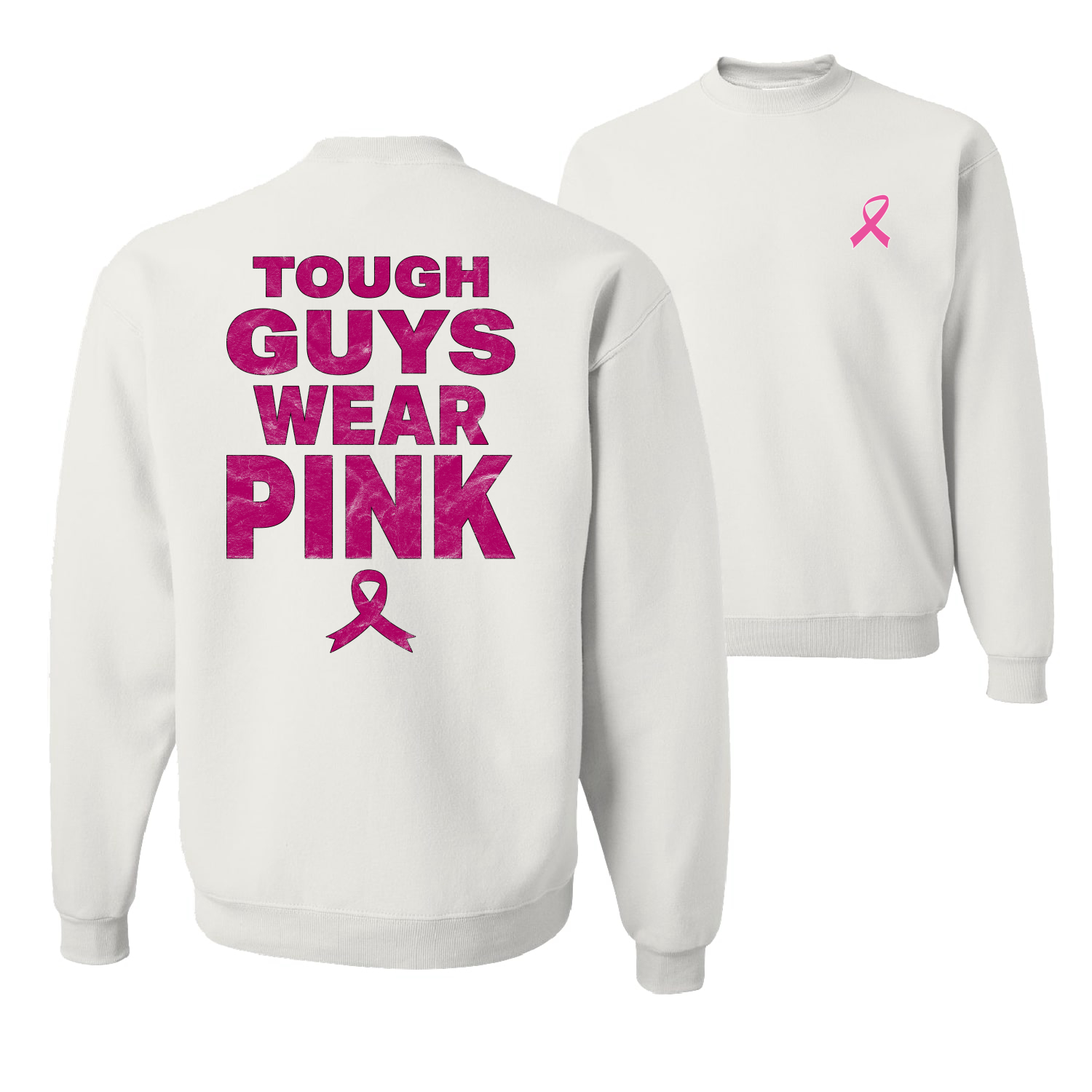 Tough Guys Wear rosa Distressed Unisex Rundhalsausschnitt grafisches Sweatshirt - Bild 8 von 8