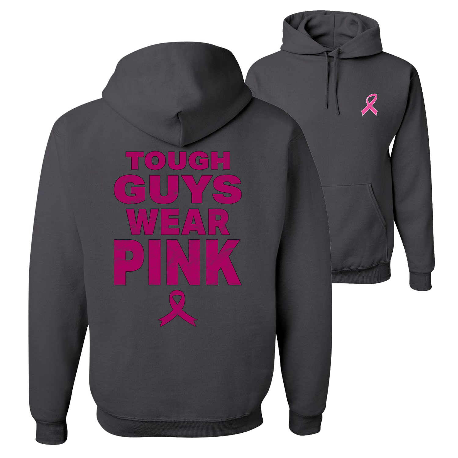 Tough Guys Wear Pink Distressed Front and Back Unisex Graphic Hoodie Sweatshirt - Picture 3 of 8