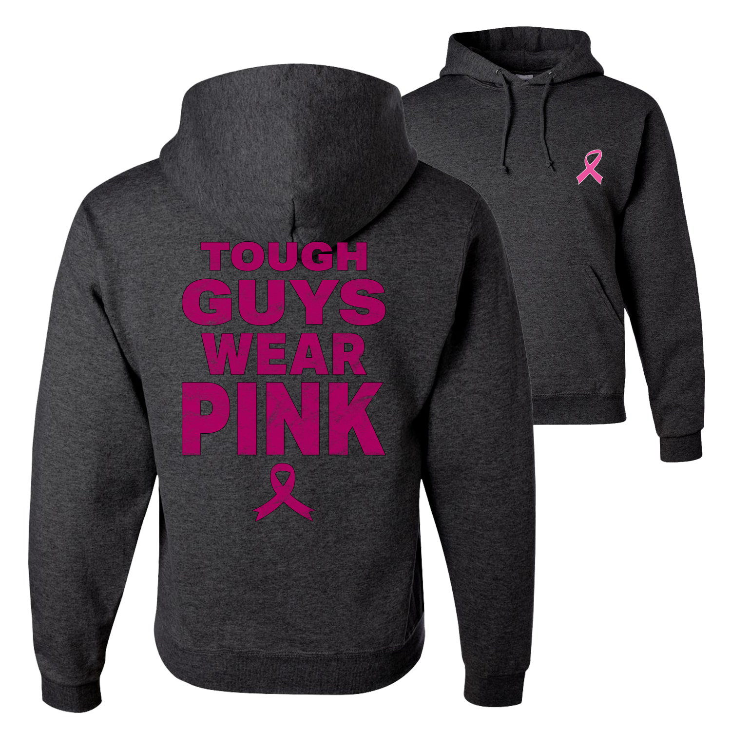 Tough Guys Wear Pink Distressed Front and Back Unisex Graphic Hoodie Sweatshirt - Picture 4 of 8