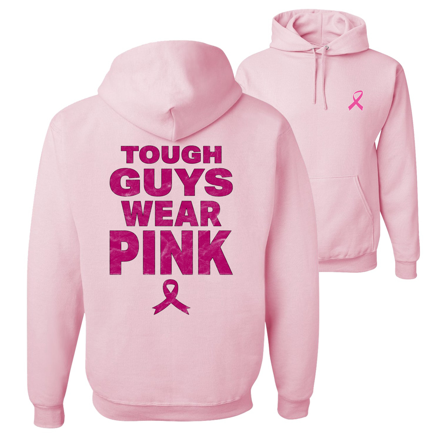 Tough Guys Wear Pink Distressed Front and Back Unisex Graphic Hoodie Sweatshirt - Picture 6 of 8