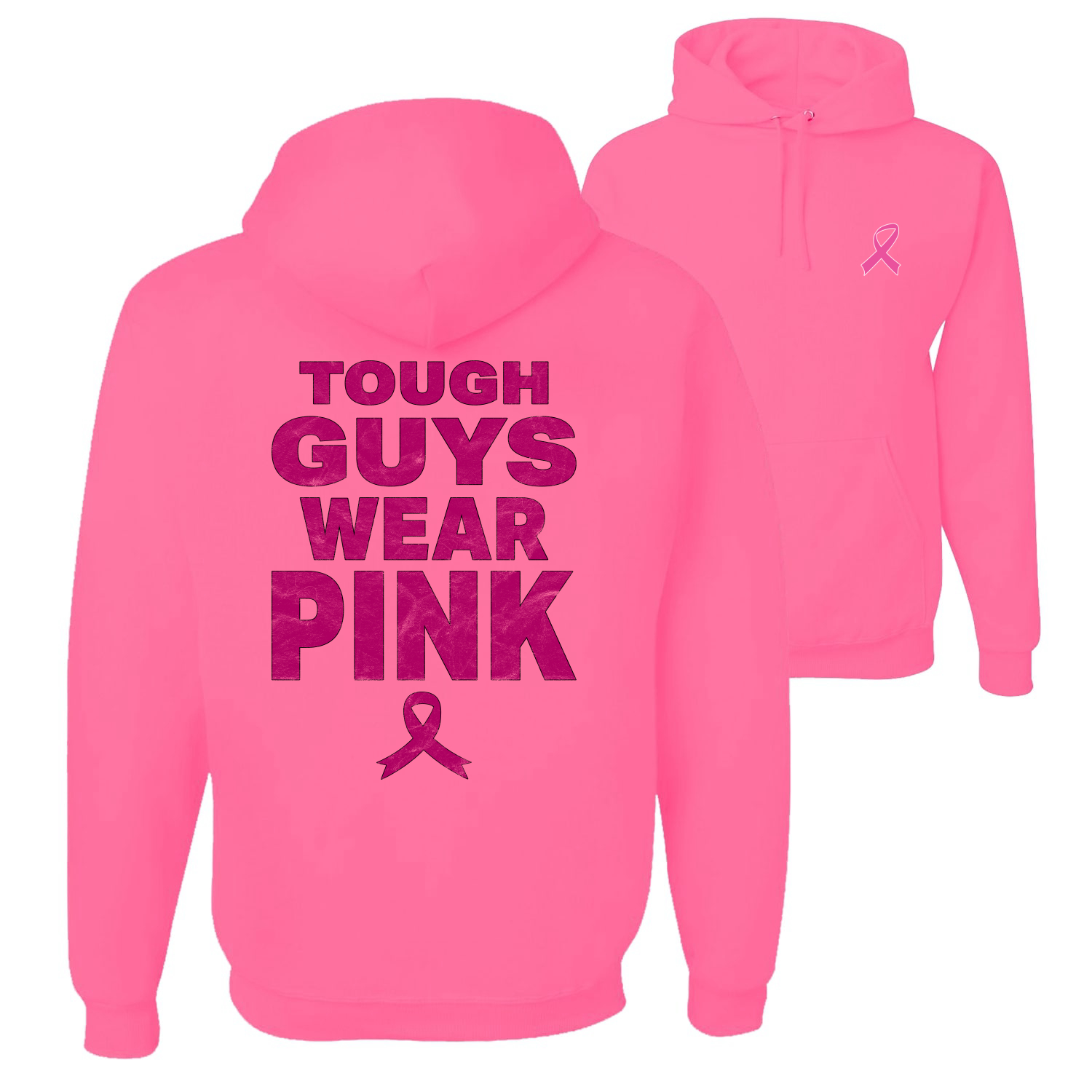 Tough Guys Wear Pink Distressed Front and Back Unisex Graphic Hoodie Sweatshirt - Picture 7 of 8