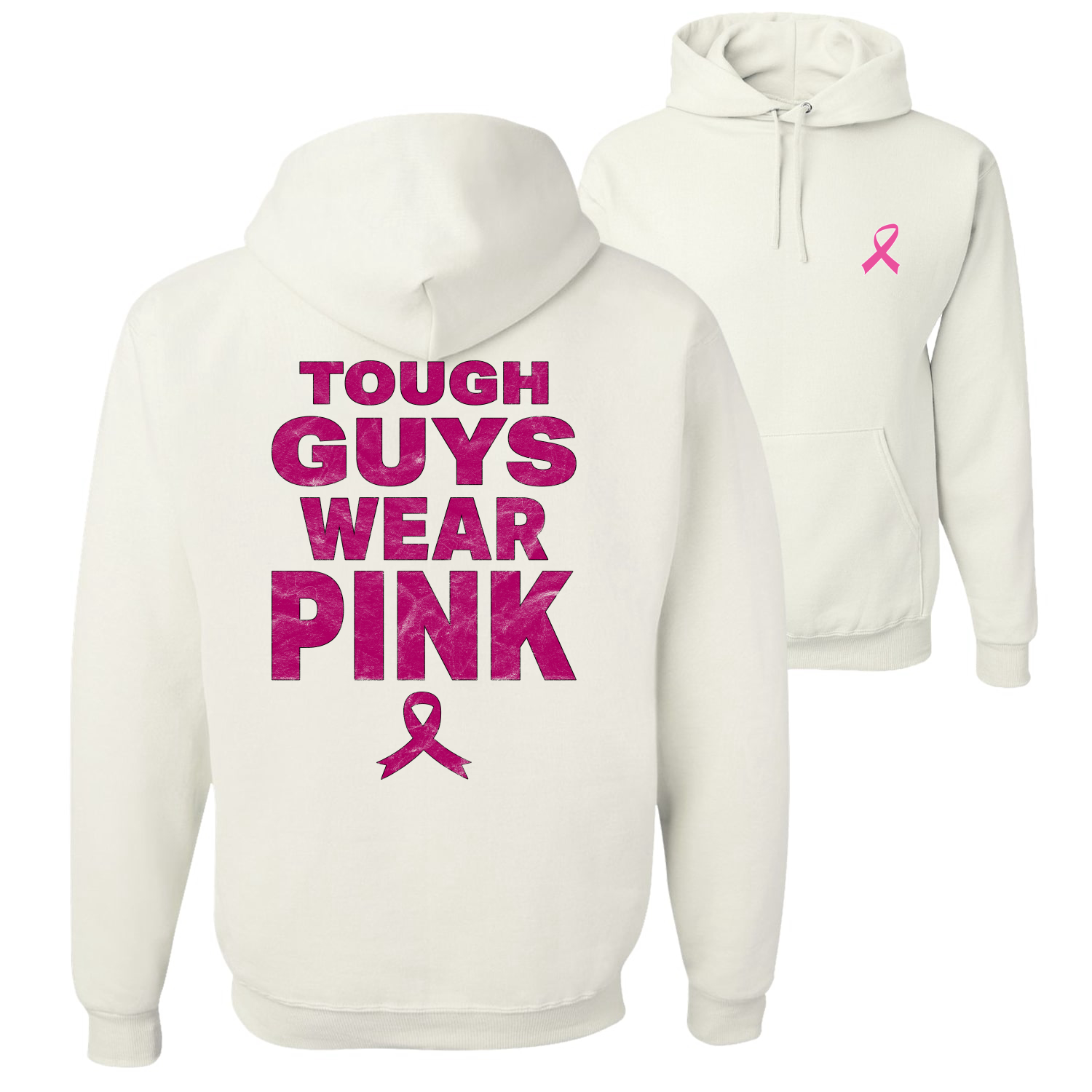 Tough Guys Wear Pink Distressed Front and Back Unisex Graphic Hoodie Sweatshirt - Picture 8 of 8