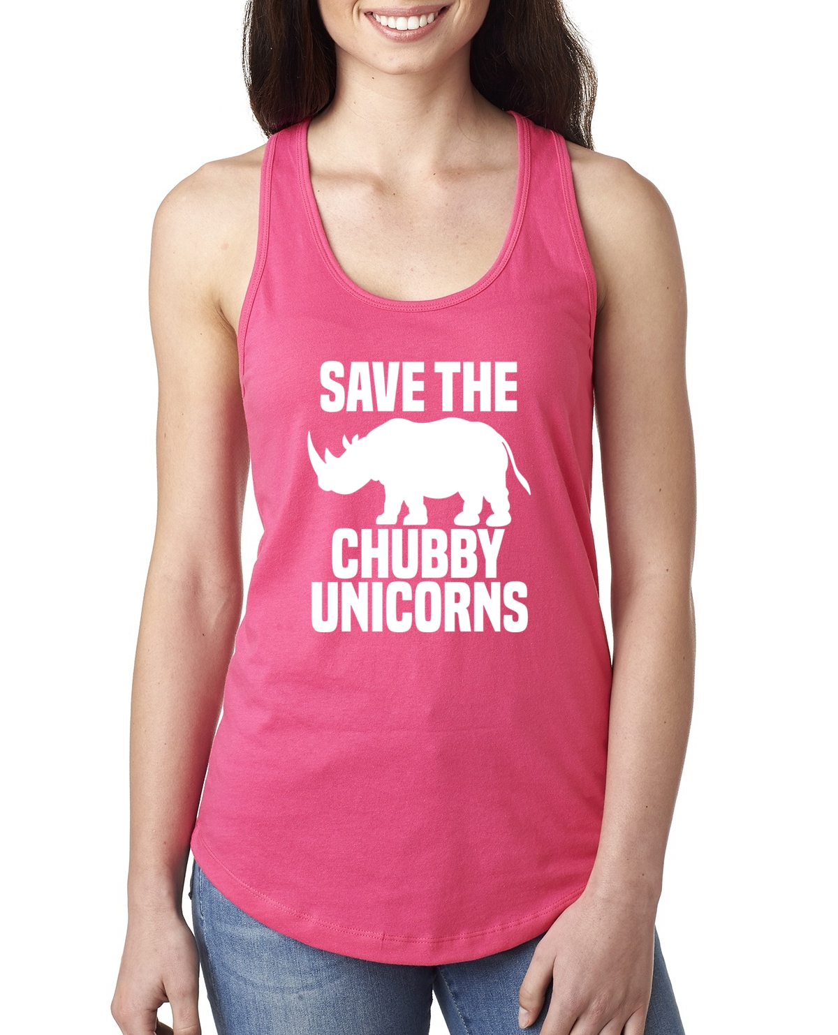 Camiseta sin mangas Save Chubby Unicornios para mujer Racerback divertida novedad humor tanque - Imagen 7 de 12