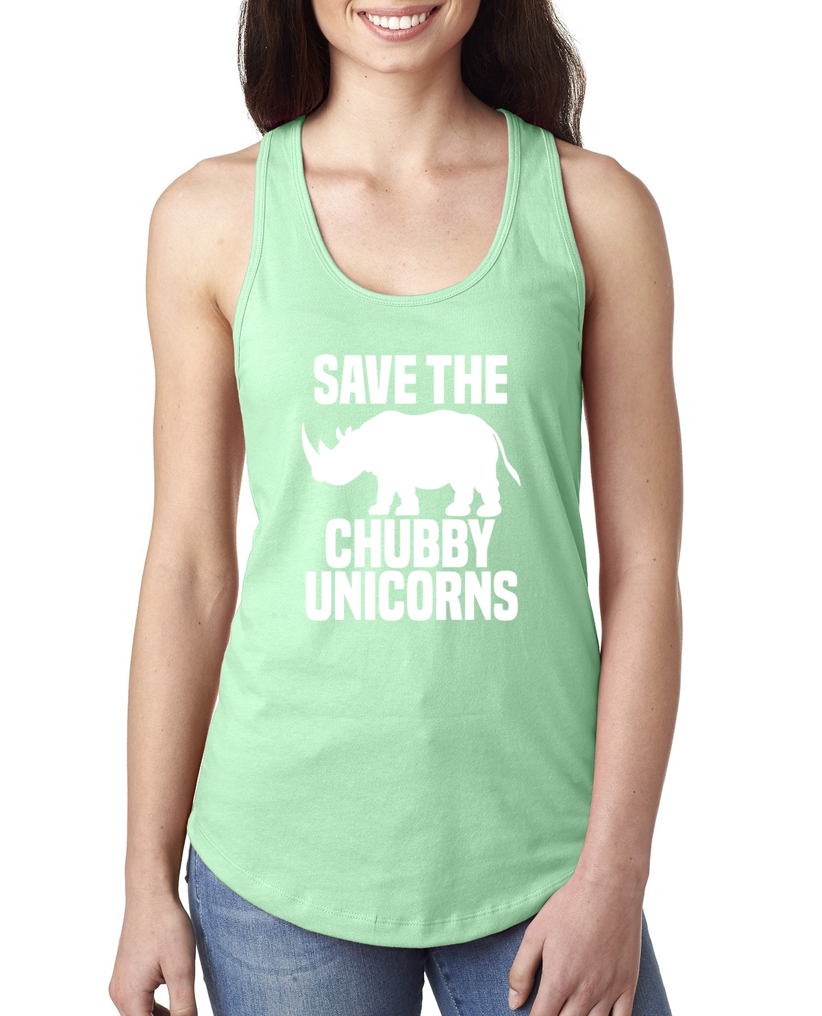 Camiseta sin mangas Save Chubby Unicornios para mujer Racerback divertida novedad humor tanque - Imagen 8 de 12