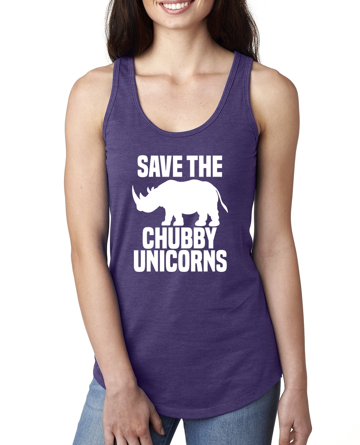 Camiseta sin mangas Save Chubby Unicornios para mujer Racerback divertida novedad humor tanque - Imagen 9 de 12