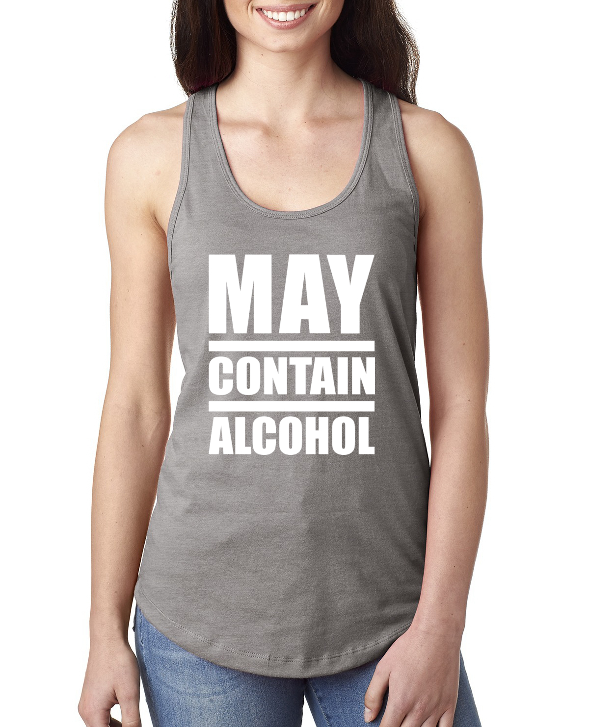 May Contain Alcohol Funny Womens Jersey Racerback Tank Top Drinking Party Shirt Ebay