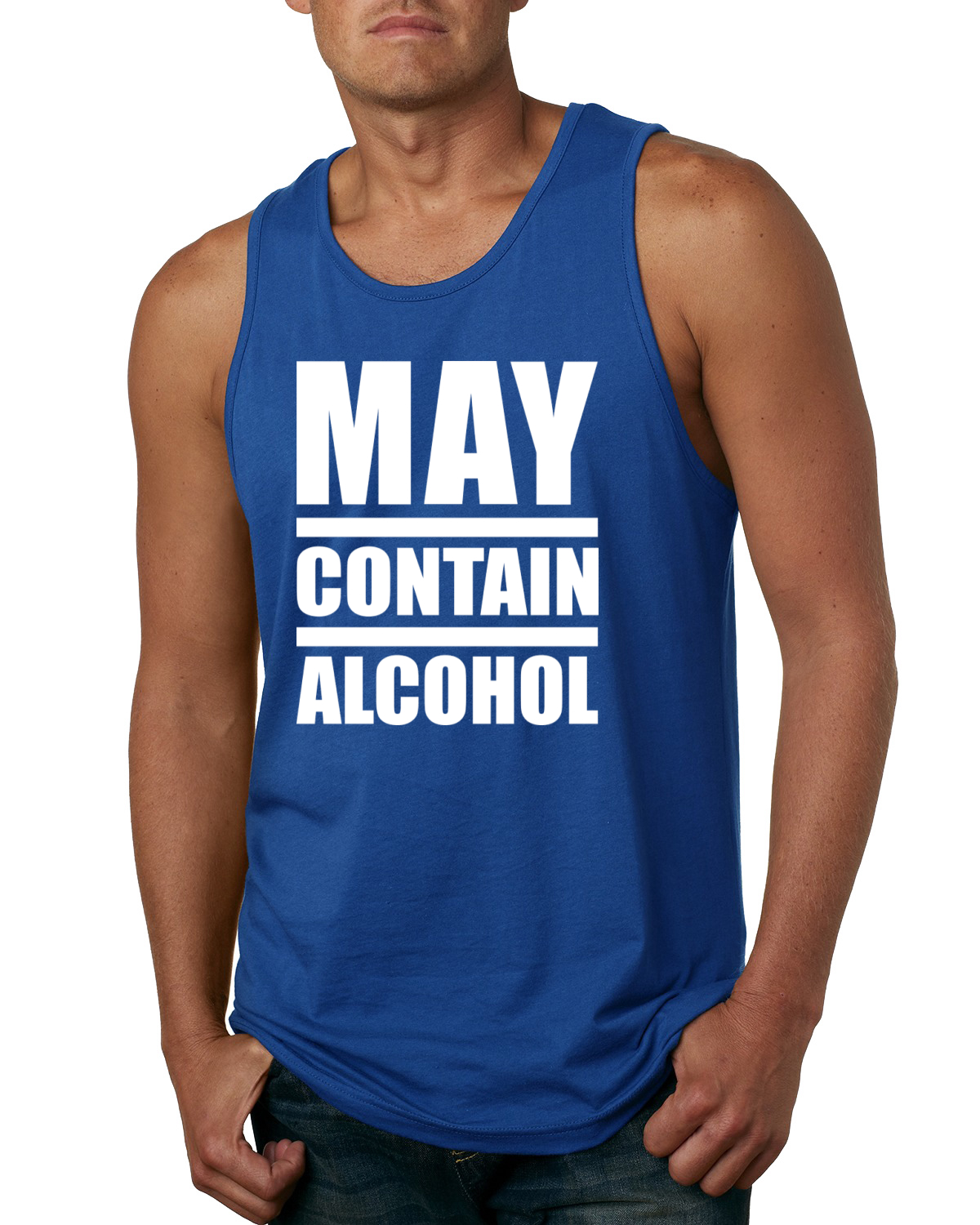 Camiseta sin mangas May Contene Alcohol Divertida para hombres Beber Humor Muscular Fiesta Tanque - Imagen 7 de 7