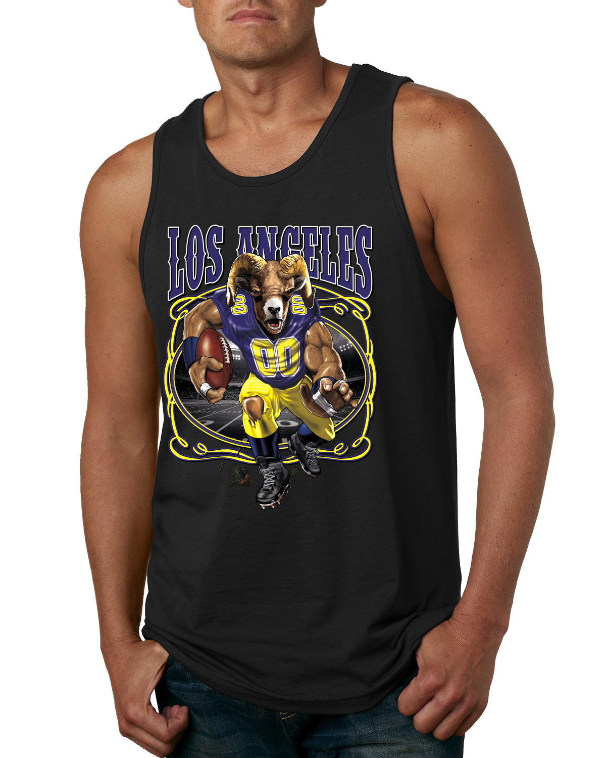 Los Angeles Fan LA Rams Fantasy Football Sports Men Tank Top - Picture 3 of 6