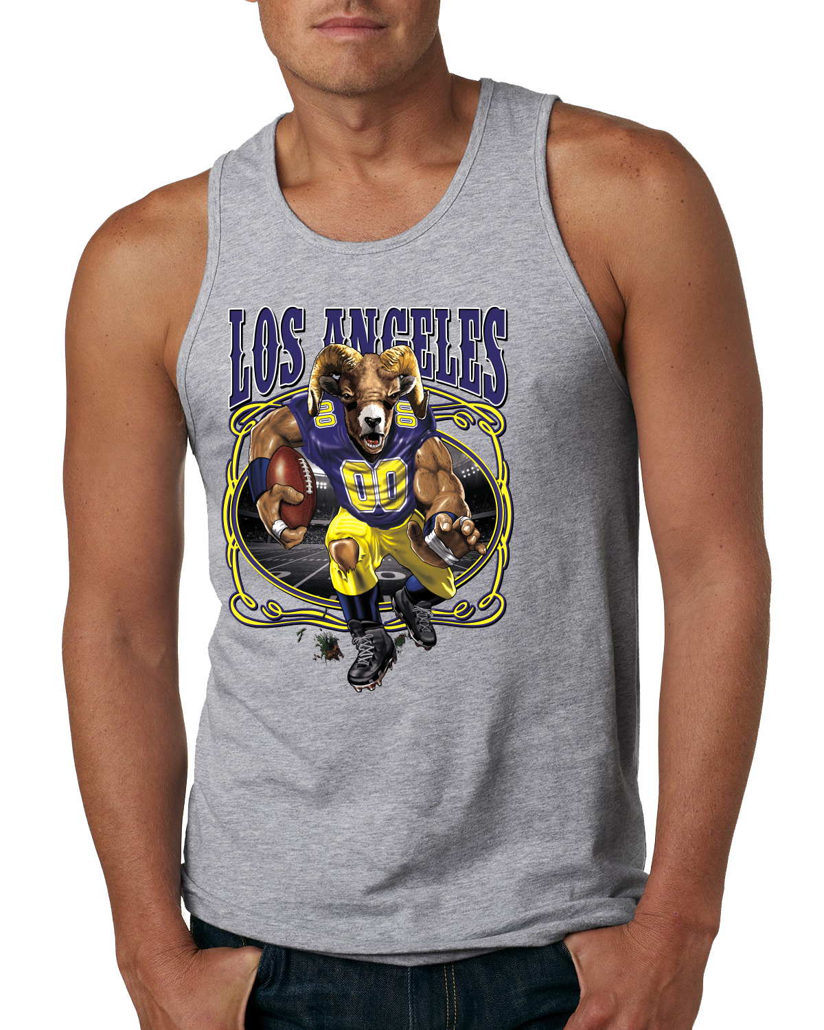 Los Angeles Fan LA Rams Fantasy Football Sports Men Tank Top - Picture 4 of 6
