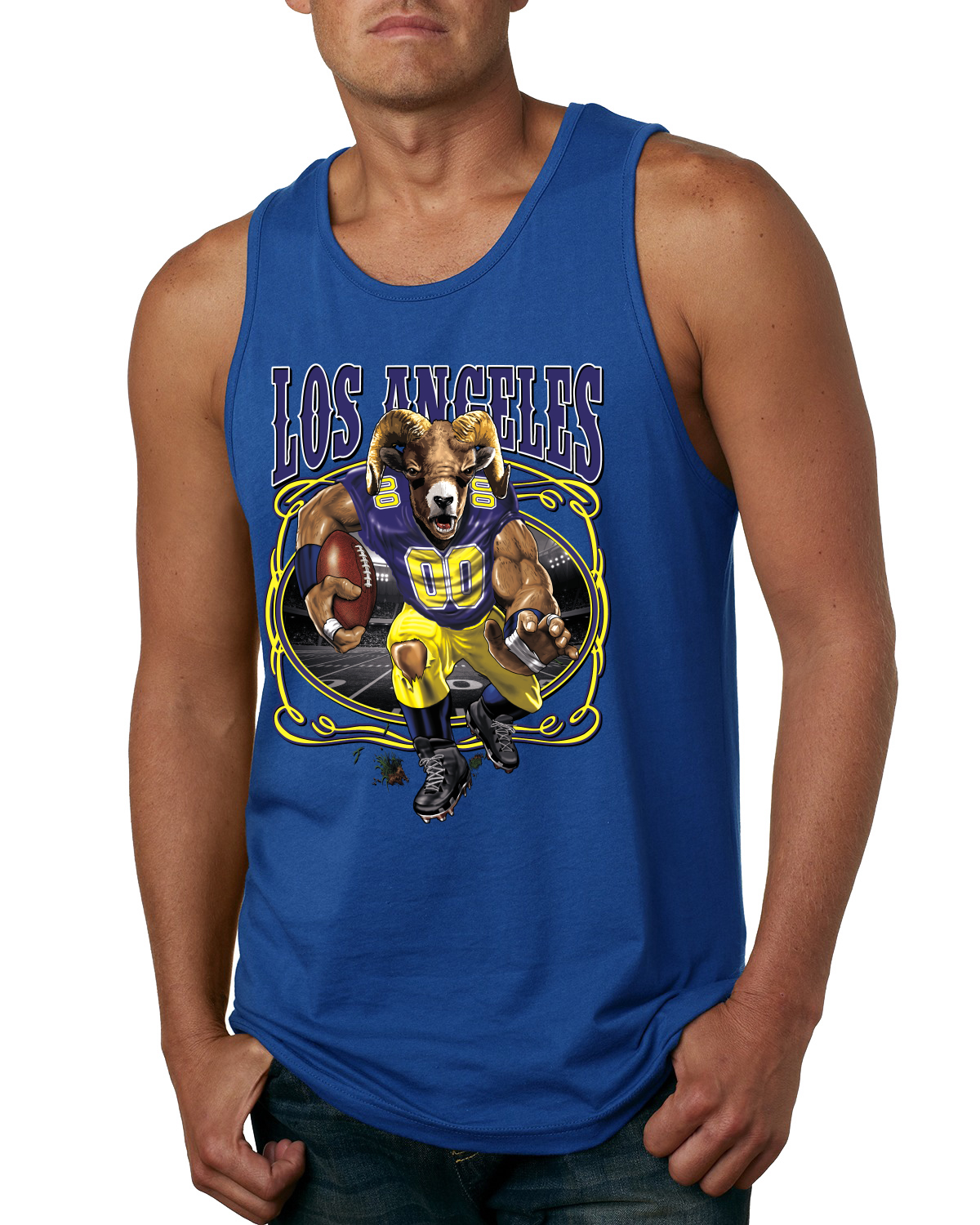 Los Angeles Fan LA Rams Fantasy Football Sports Men Tank Top - Picture 5 of 6