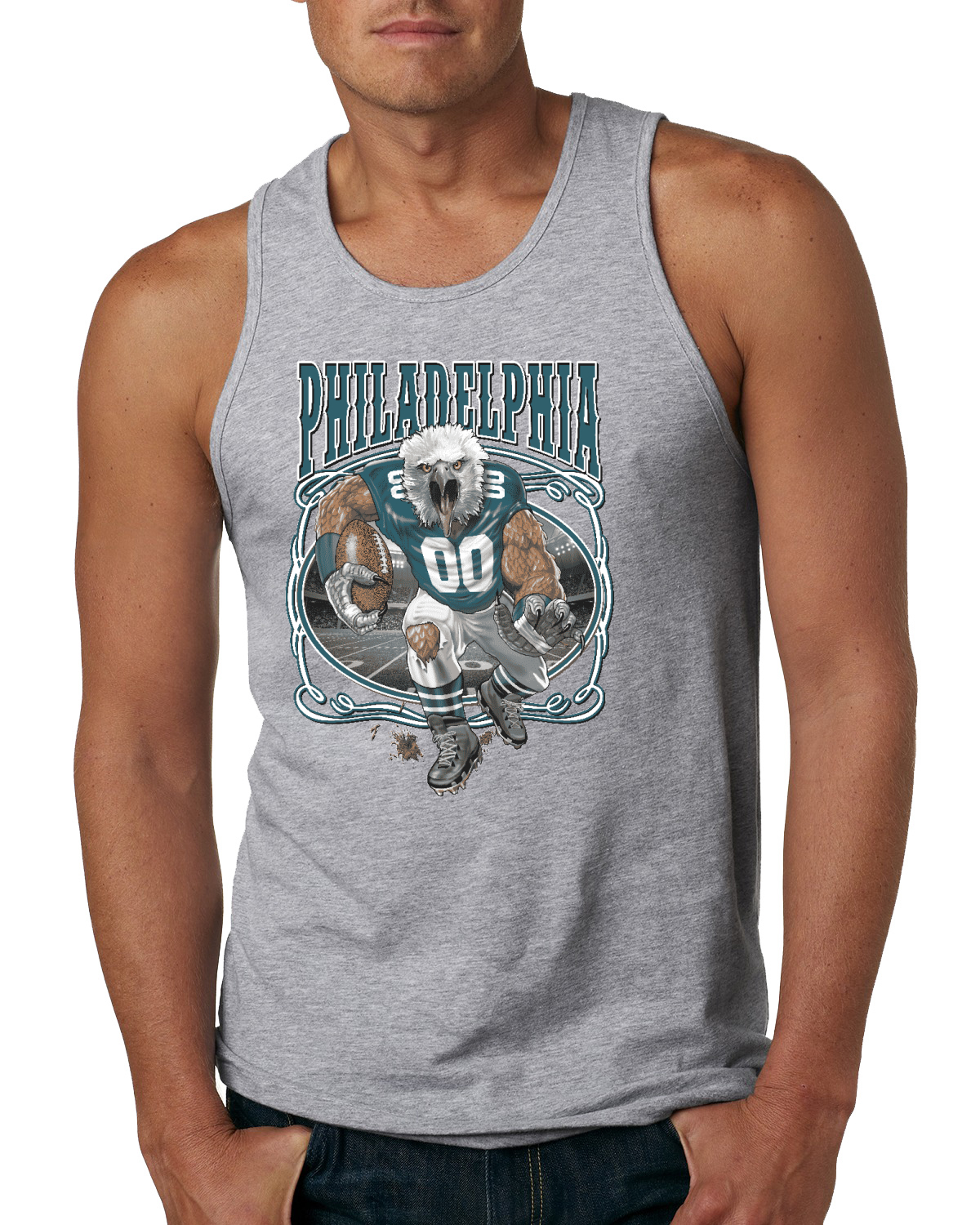 Camiseta sin mangas gráfica Philadelphia Fan PHI Fantasy Football Philly Eagles para hombre - Imagen 4 de 4