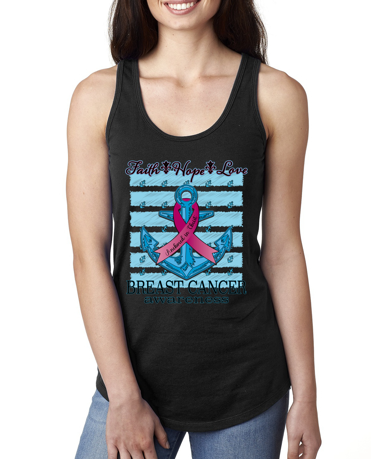 Camiseta sin mangas Faith Hope Love Anchor para damas Racerback - Imagen 3 de 8