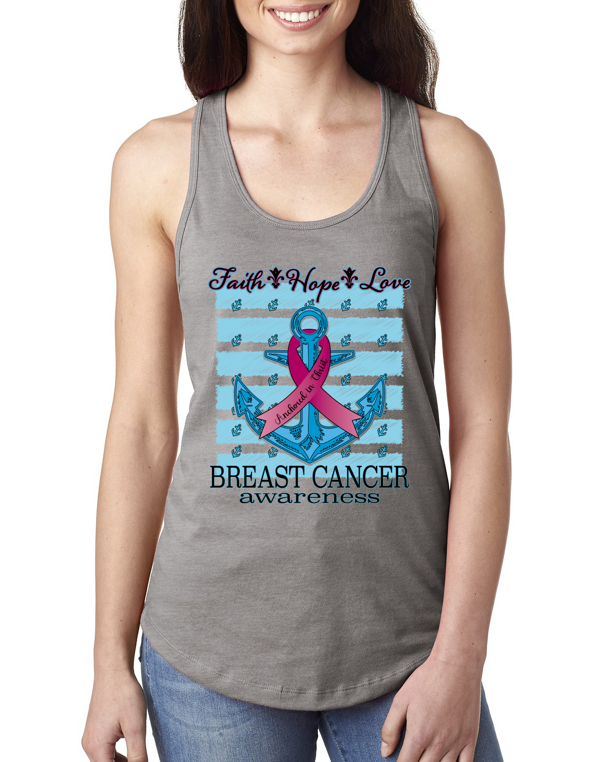 Camiseta sin mangas Faith Hope Love Anchor para damas Racerback - Imagen 4 de 8