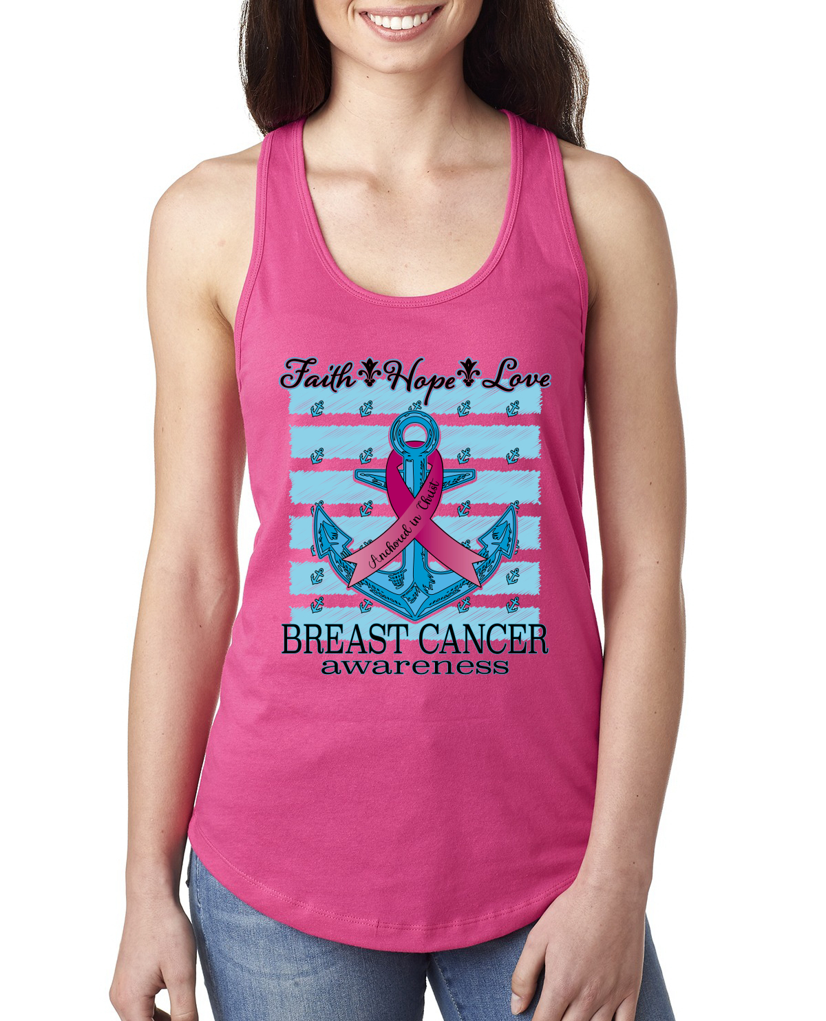 Camiseta sin mangas Faith Hope Love Anchor para damas Racerback - Imagen 8 de 8