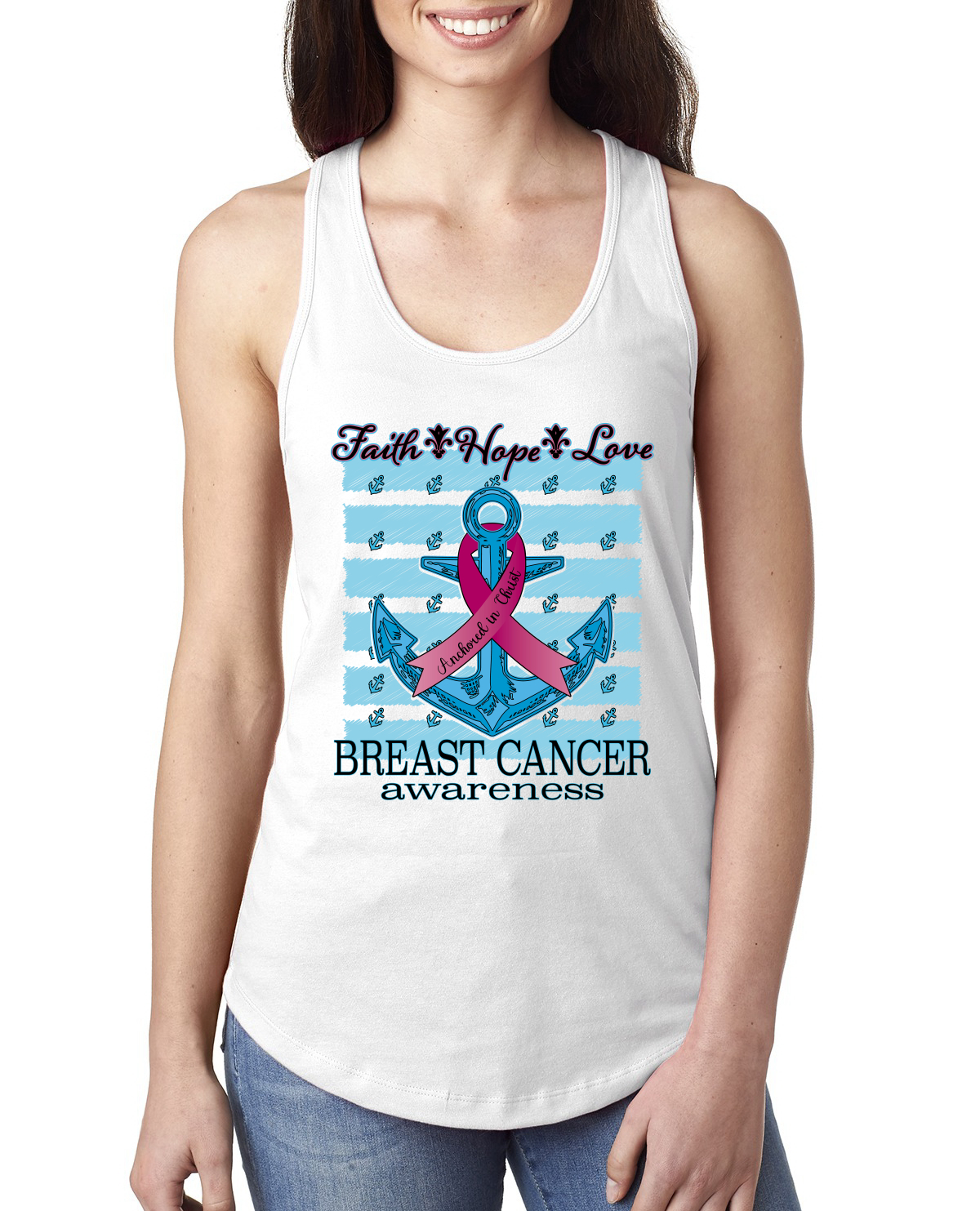 Camiseta sin mangas Faith Hope Love Anchor para damas Racerback - Imagen 5 de 8