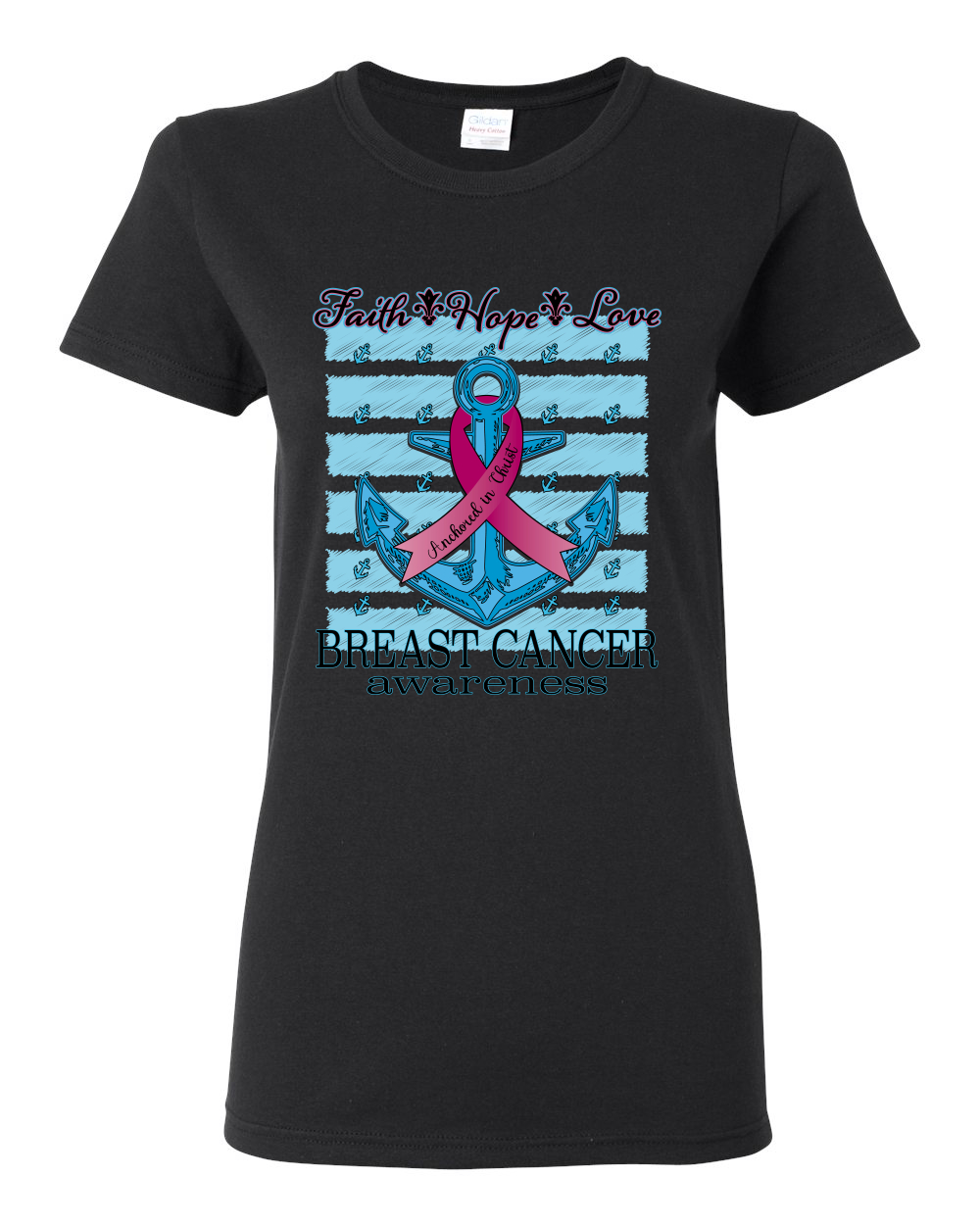 Camiseta gráfica para mujer Faith Hope Love Anchor - Imagen 3 de 8