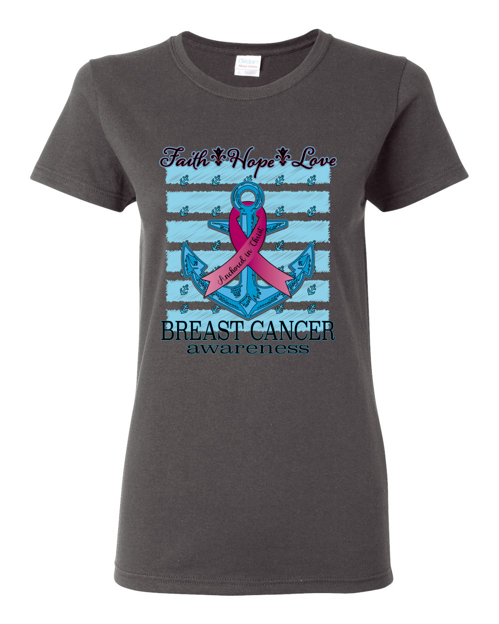 Camiseta gráfica para mujer Faith Hope Love Anchor - Imagen 4 de 8