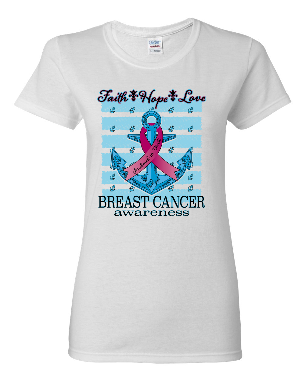 Camiseta gráfica para mujer Faith Hope Love Anchor - Imagen 8 de 8