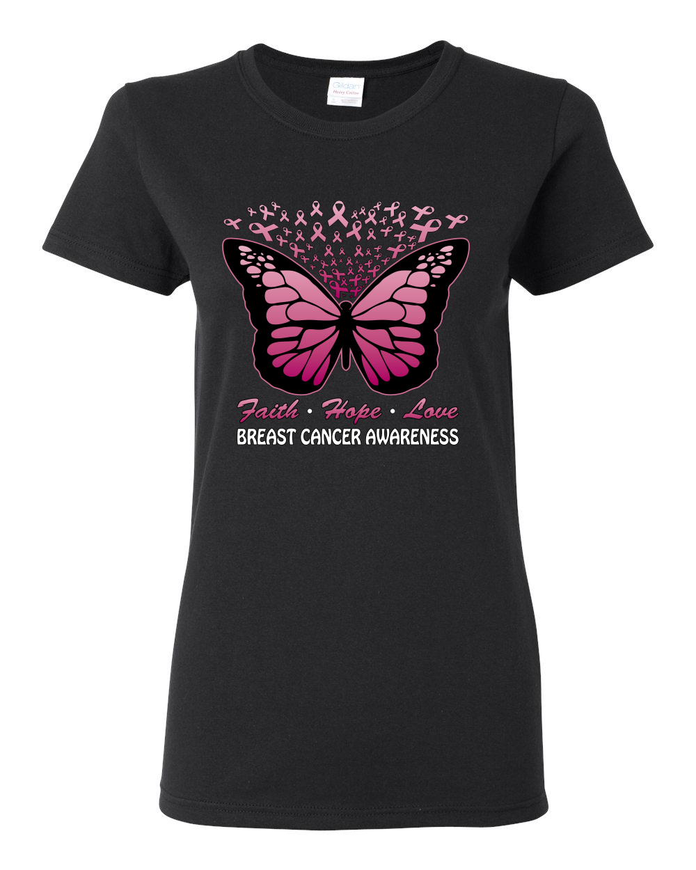 Camiseta gráfica para mujer Faith Hope amor mariposa cintas - Imagen 3 de 8