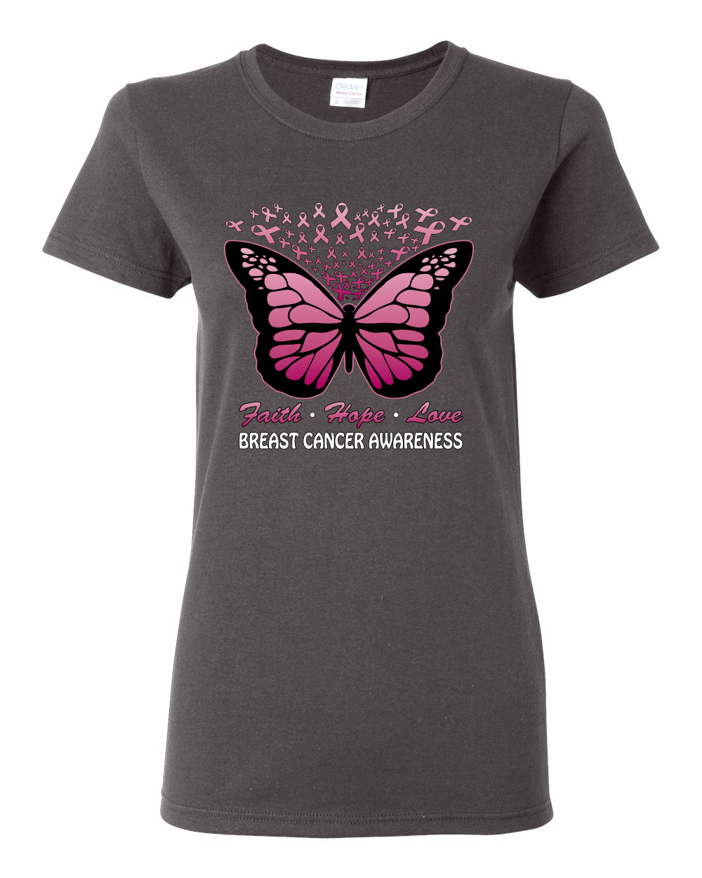 Camiseta gráfica para mujer Faith Hope amor mariposa cintas - Imagen 4 de 8