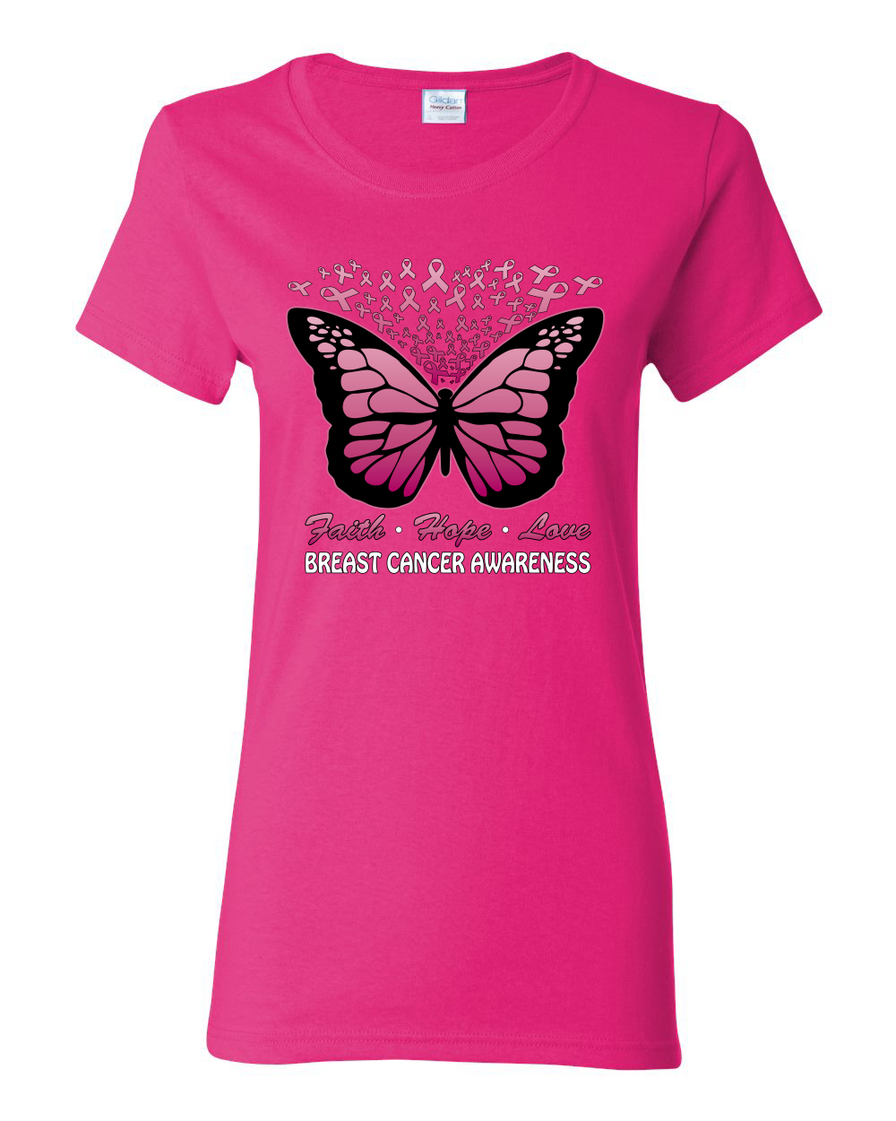 Camiseta gráfica para mujer Faith Hope amor mariposa cintas - Imagen 5 de 8