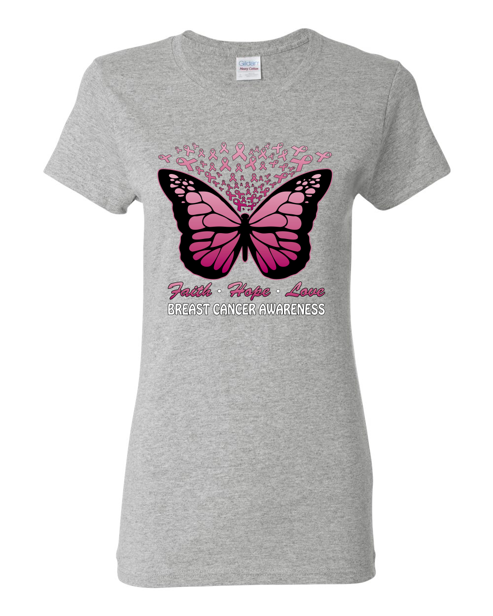 Camiseta gráfica para mujer Faith Hope amor mariposa cintas - Imagen 6 de 8