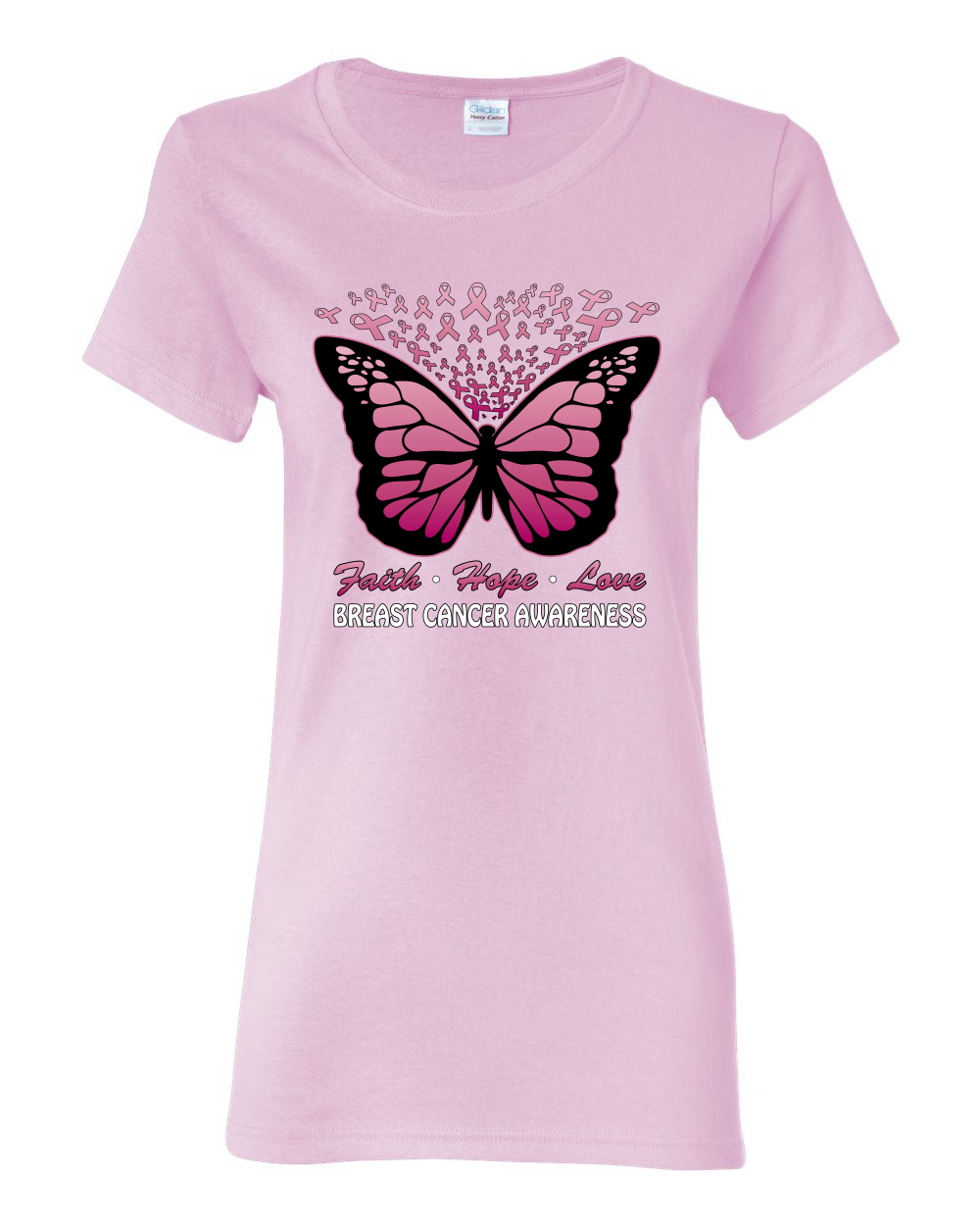 Camiseta gráfica para mujer Faith Hope amor mariposa cintas - Imagen 7 de 8