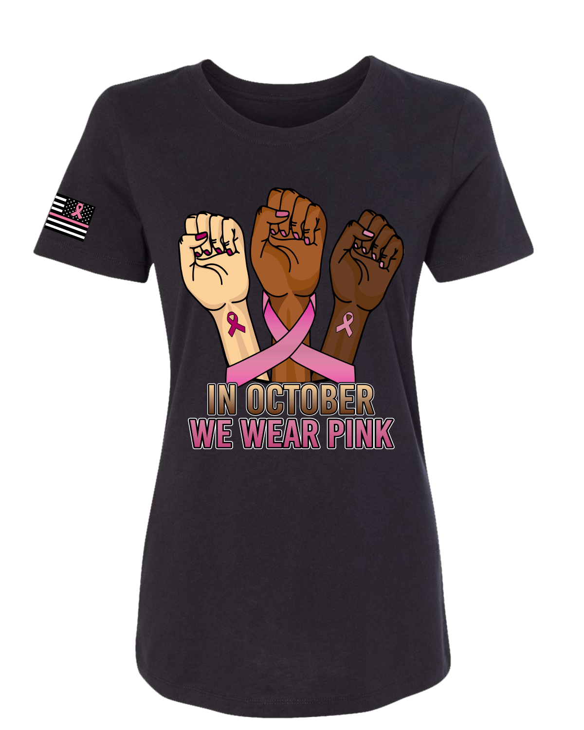 En octubre usamos camiseta rosa puños de protesta para mujeres calce ajustado junior - Imagen 3 de 6