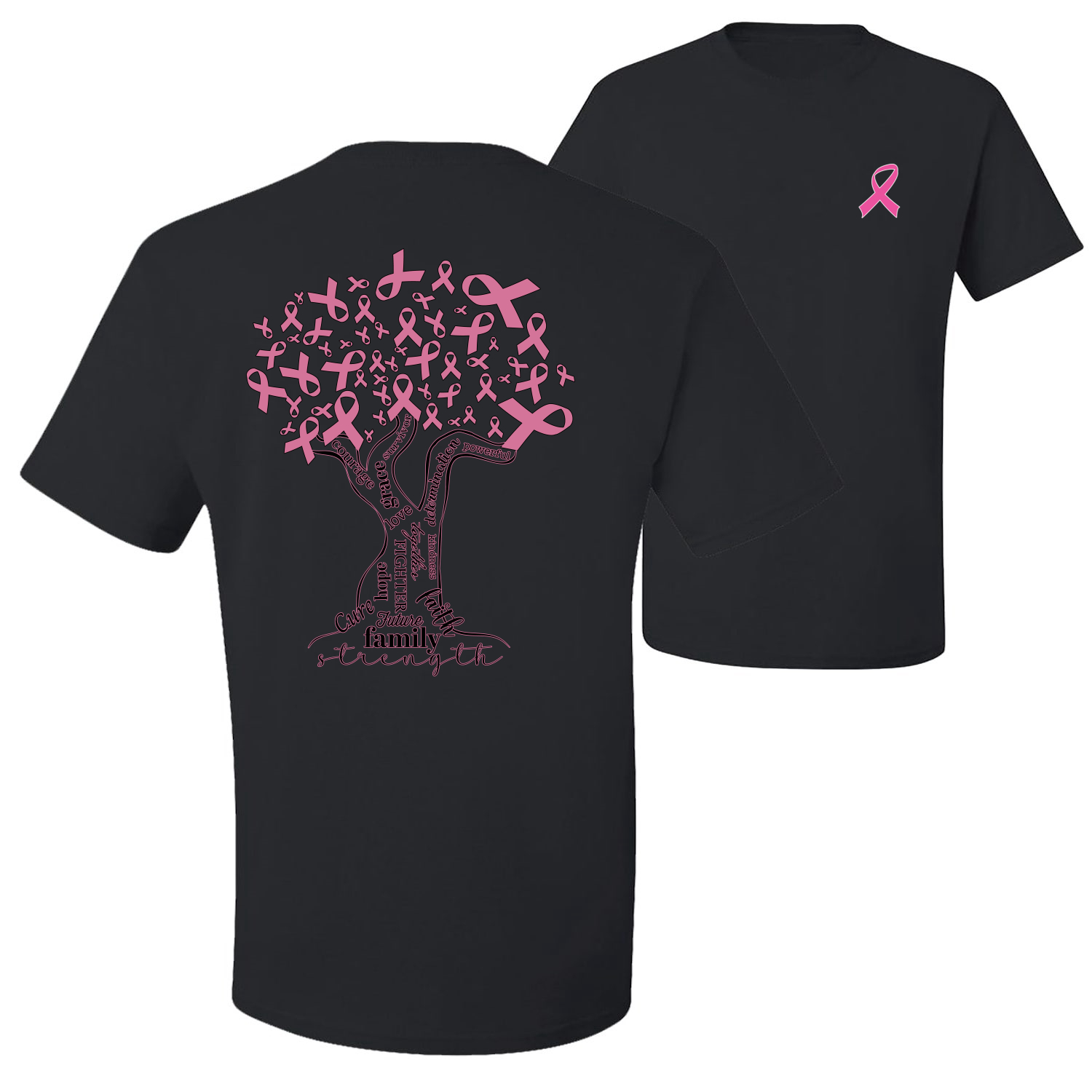 Camiseta gráfica Pink Tree Words of Encourament delantera y trasera para hombre - Imagen 2 de 9