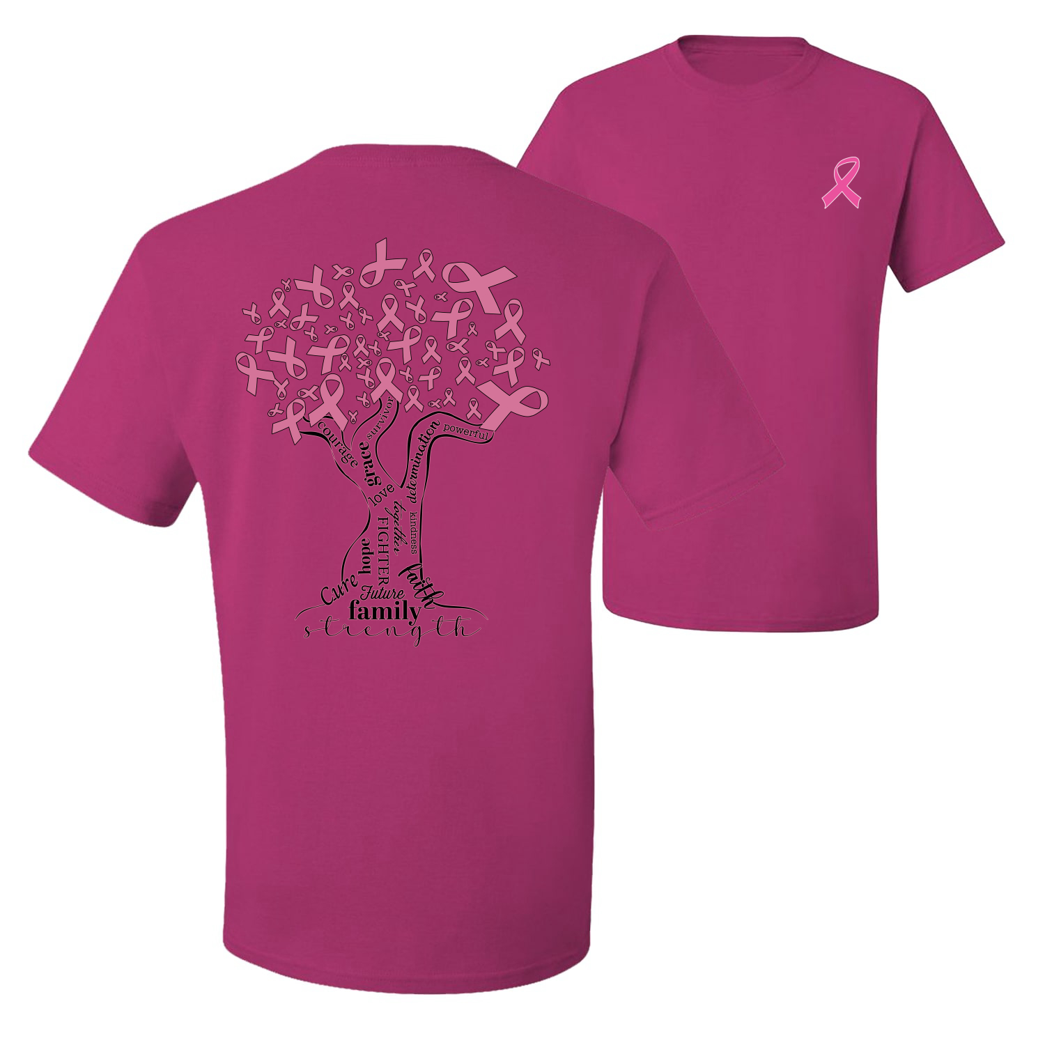 Camiseta gráfica Pink Tree Words of Encourament delantera y trasera para hombre - Imagen 4 de 9