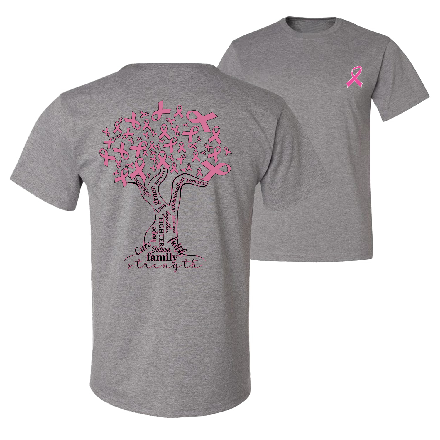 Camiseta gráfica Pink Tree Words of Encourament delantera y trasera para hombre - Imagen 6 de 9