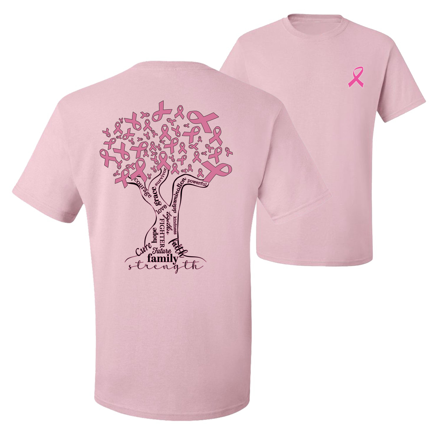Camiseta gráfica Pink Tree Words of Encourament delantera y trasera para hombre - Imagen 7 de 9