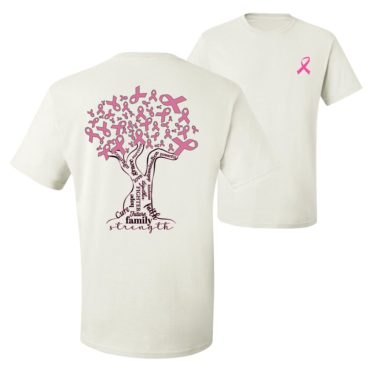 Camiseta gráfica Pink Tree Words of Encourament delantera y trasera para hombre - Imagen 9 de 9