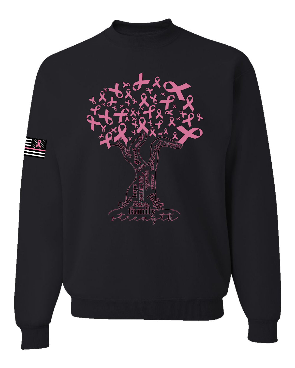 Sudadera unisex de palabras de aliento rosa árbol de concienciación sobre el cáncer de mama - Imagen 3 de 8