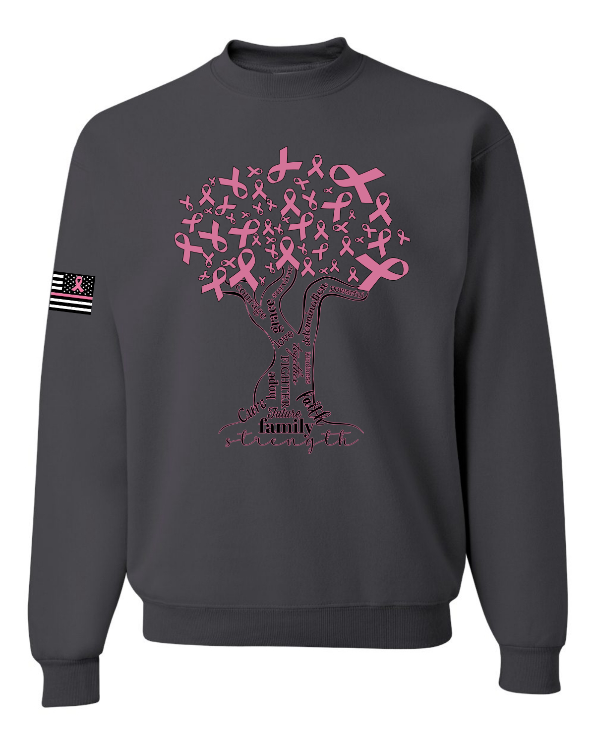 Sudadera unisex de palabras de aliento rosa árbol de concienciación sobre el cáncer de mama - Imagen 4 de 8