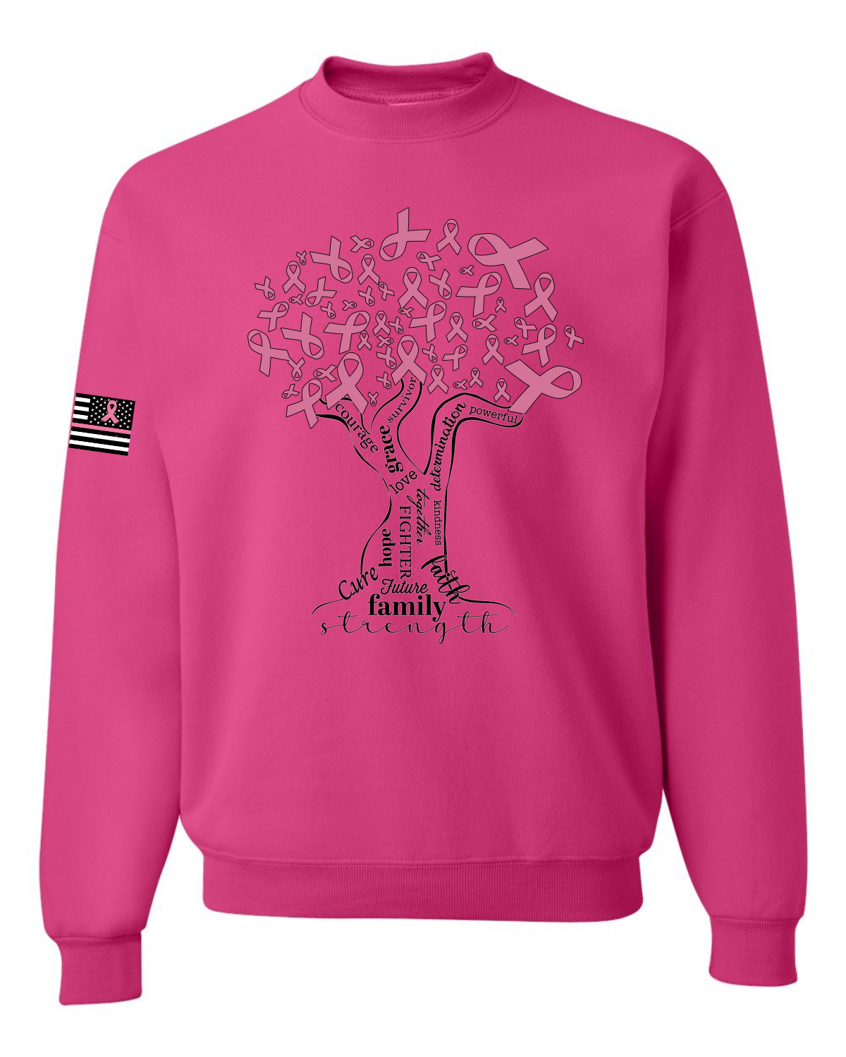 Sudadera unisex de palabras de aliento rosa árbol de concienciación sobre el cáncer de mama - Imagen 5 de 8