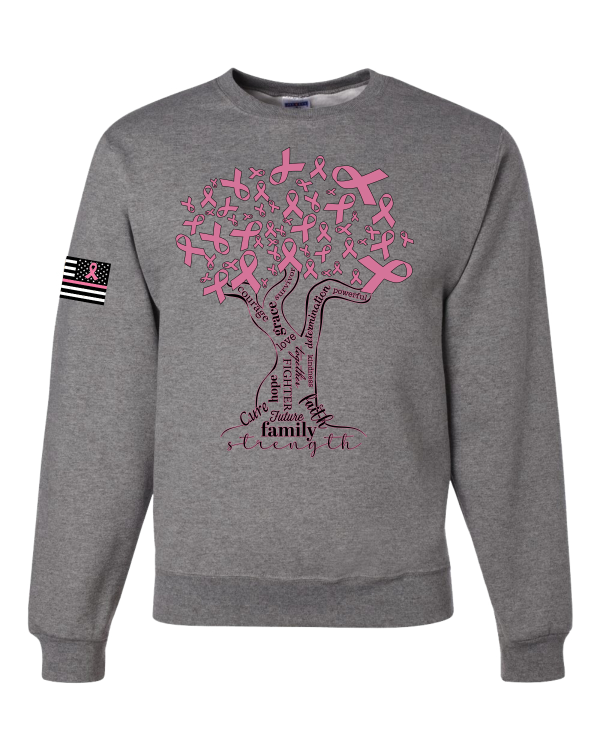 Sudadera unisex de palabras de aliento rosa árbol de concienciación sobre el cáncer de mama - Imagen 6 de 8