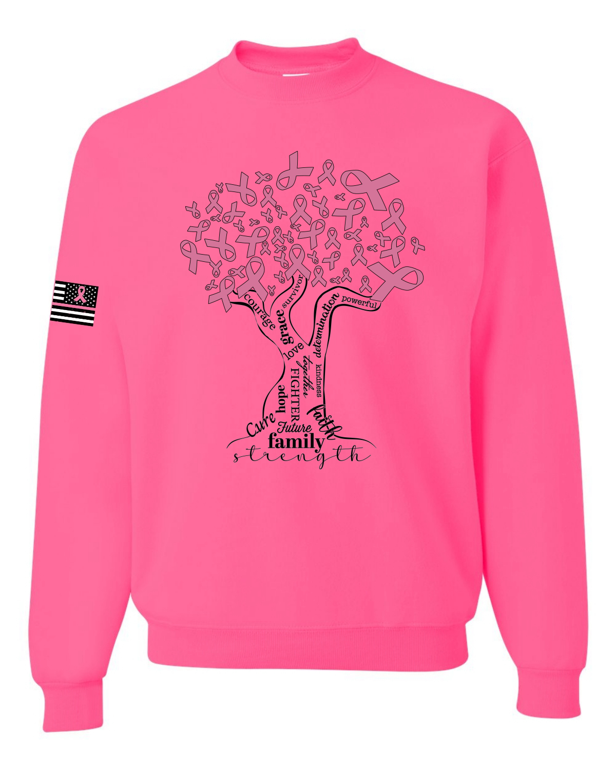 Sudadera unisex de palabras de aliento rosa árbol de concienciación sobre el cáncer de mama - Imagen 7 de 8
