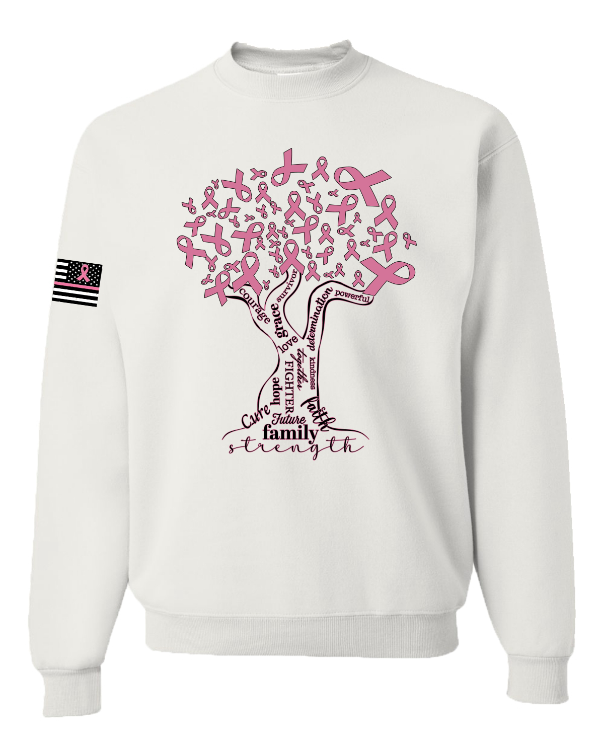 Sudadera unisex de palabras de aliento rosa árbol de concienciación sobre el cáncer de mama - Imagen 8 de 8