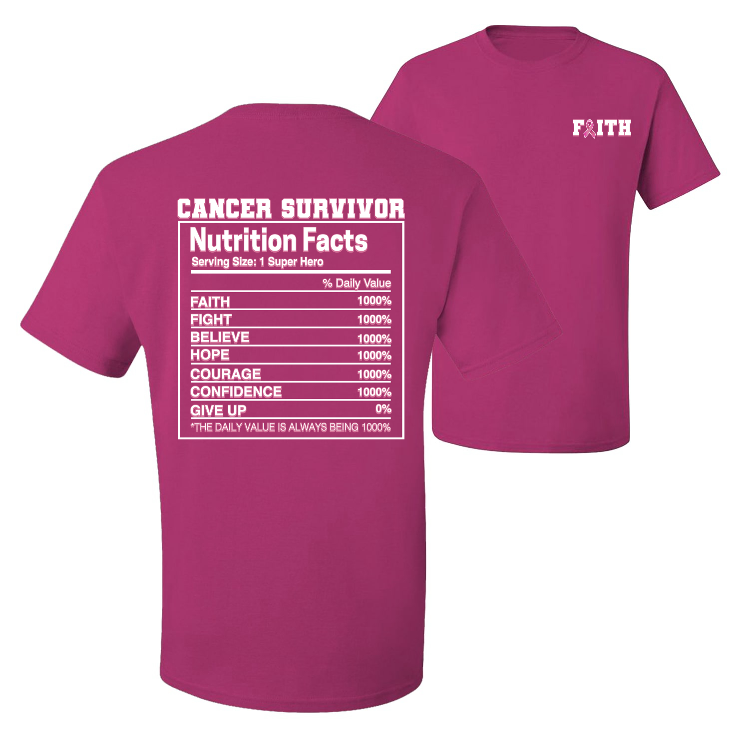 Camiseta gráfica para hombre con datos nutricionales de sobrevivientes de cáncer de mama delantera y trasera - Imagen 4 de 9
