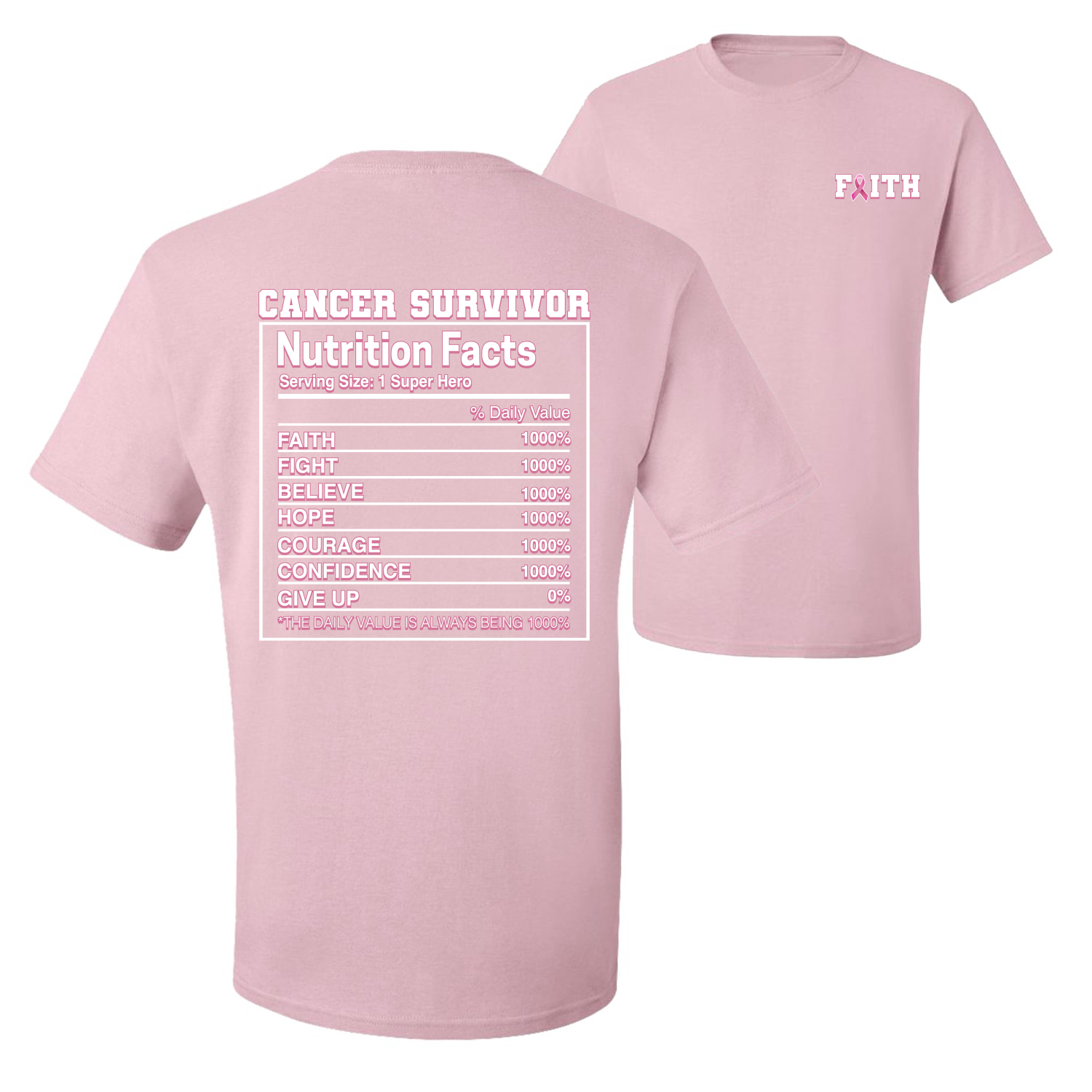 Camiseta gráfica para hombre con datos nutricionales de sobrevivientes de cáncer de mama delantera y trasera - Imagen 7 de 9