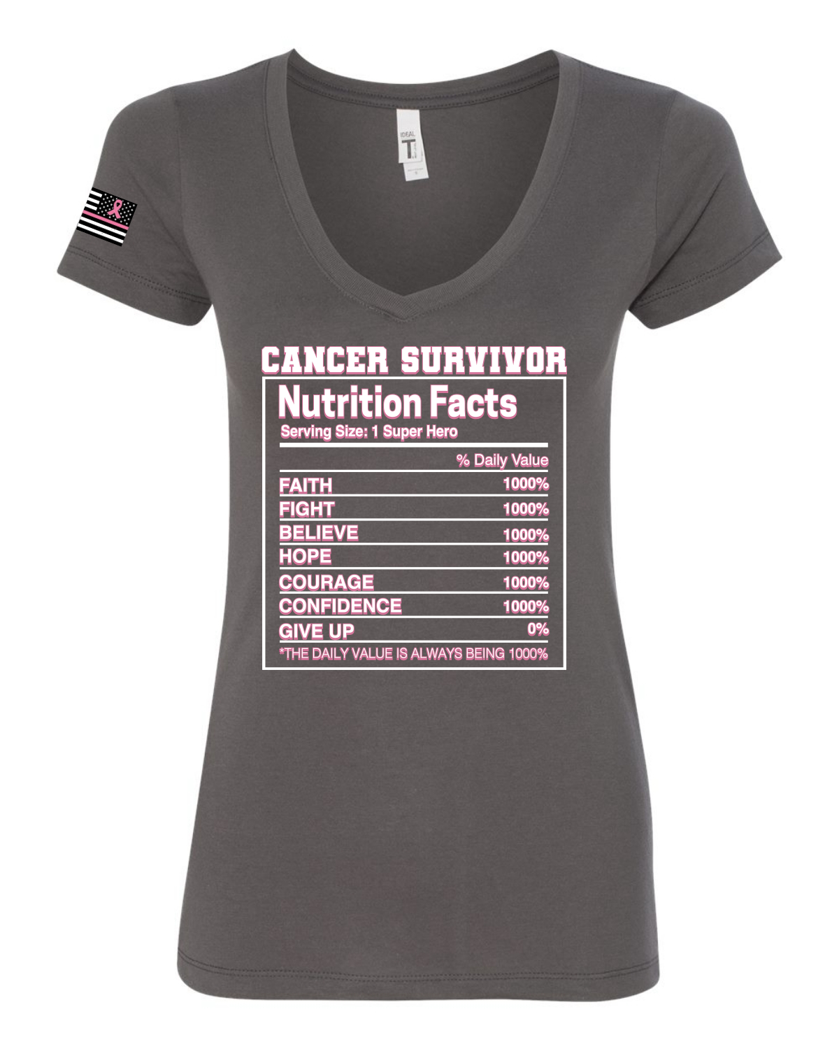 Información nutricional para sobrevivientes de cáncer de mama camiseta con cuello junior para mujeres - Imagen 6 de 6